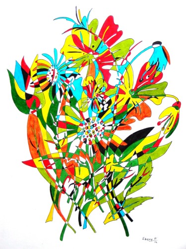 Desenho intitulada "bouquet" por Pierre Fabry, Obras de arte originais, Tinta
