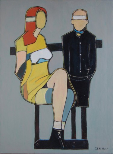 Peinture intitulée "Femme et enfant" par Jean-Marie Deschamp, Œuvre d'art originale, Huile