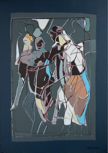 Картина под названием "foule" - Jean-Marie Deschamp, Подлинное произведение искусства, Акрил