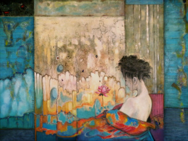 Painting titled "Dreaming" by Detelina Zdravkova, Original Artwork, Oil Mounted on Wood Stretcher frame