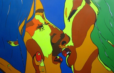 Painting titled "KISS" by Detlev Eilhardt, Original Artwork, Acrylic