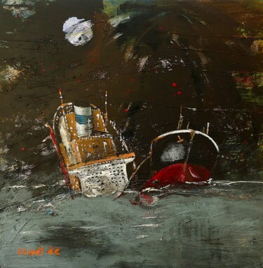 Schilderij getiteld "Schiffe versenken" door Detlev Eilhardt, Origineel Kunstwerk, Acryl