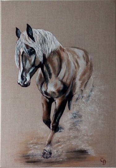 绘画 标题为“318 - cheval lin 2.” 由Detrait Gerard, 原创艺术品, 丙烯