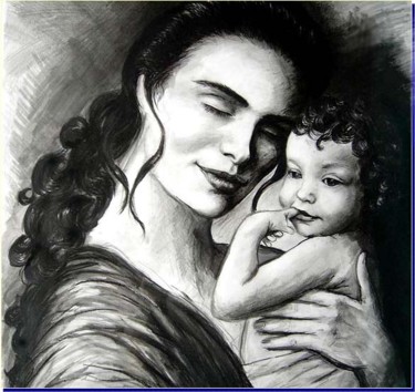 Malerei mit dem Titel "Mutterliebe" von Daciana Lucia Deufel, Original-Kunstwerk, Öl