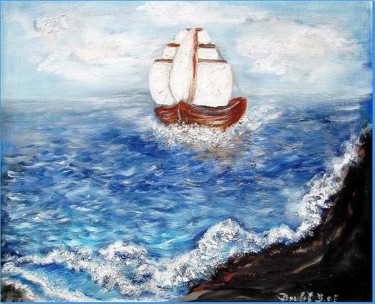 Malerei mit dem Titel "Die Seefahrt" von Daciana Lucia Deufel, Original-Kunstwerk, Öl