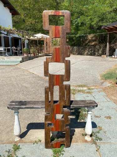 Sculpture intitulée "Kundalini" par Deusmou, Œuvre d'art originale, Bois