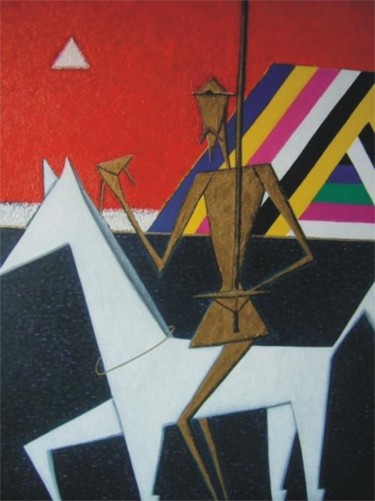 Painting titled "Quijote y Rocinante" by Joseph De Utia, Original Artwork, Oil
