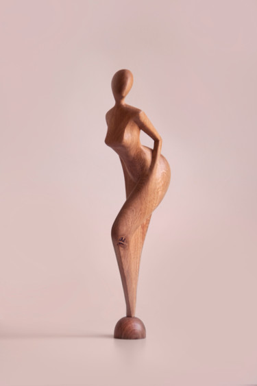 Sculptuur getiteld "Female figure (oak)" door Kopych Davyd, Origineel Kunstwerk, Hout