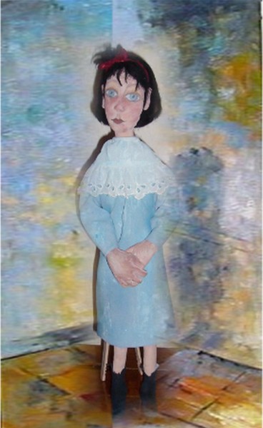 Escultura intitulada "Petite fille en ble…" por R Devarrewaere, Obras de arte originais, Tecido