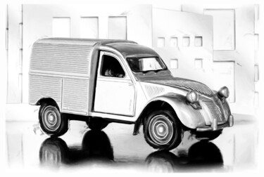 Artes digitais intitulada "Citroën 2CV Fourgon…" por Deverviers, Obras de arte originais, Pintura digital