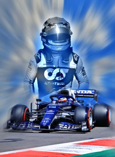 Digital Arts titled "Yuki Tsunoda Racing" by Deverviers, Original Artwork, 2D Digital Work