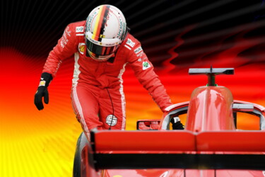 Artes digitais intitulada "Sebastian Vettel -…" por Deverviers, Obras de arte originais, Foto Montagem