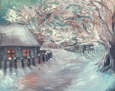 Рисунок под названием "Oil painting winter…" - Devid Gruzdev, Подлинное произведение искусства, Масло