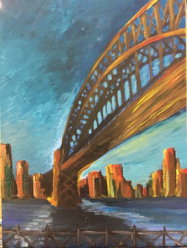 Painting titled "Sydney Harbour Brid…" by Devica, Original Artwork, Acrylic