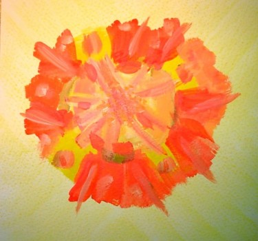 Peinture intitulée "Mon essai-fleur" par Marilys, Œuvre d'art originale