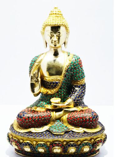 Sculpture titled "Beautiful Budha Med…" by Xavier, Original Artwork, Metals