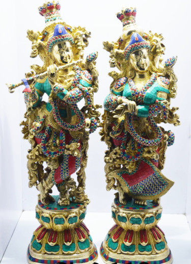Sculpture titled "Beautiful Radha Kri…" by Xavier, Original Artwork, Metals