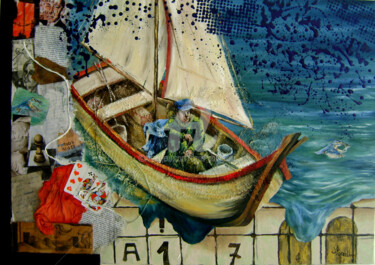 Pittura intitolato "Boat" da Devis Ponzellini, Opera d'arte originale, Olio