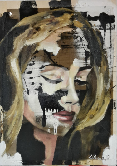 Painting titled "Female Face" by Devis Ponzellini, Original Artwork, Oil