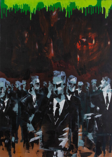 Malerei mit dem Titel "Men in suits" von Devlieger, Original-Kunstwerk, Acryl