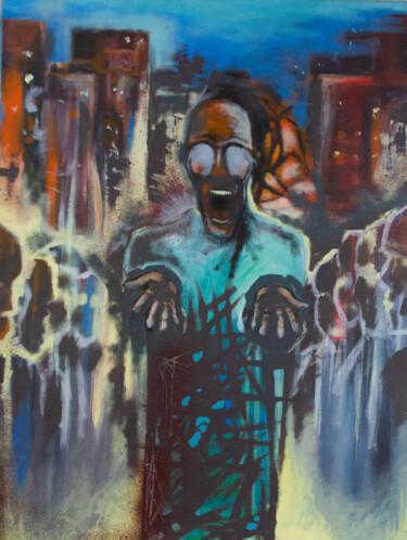 Painting titled "Scream reloaded" by Devlieger, Original Artwork, Acrylic