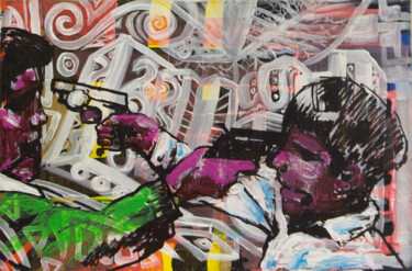 Peinture intitulée "Violence is common…" par Devlieger, Œuvre d'art originale, Acrylique