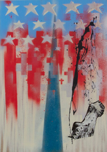 Painting titled "American Genocide" by Devlieger, Original Artwork, Stencil