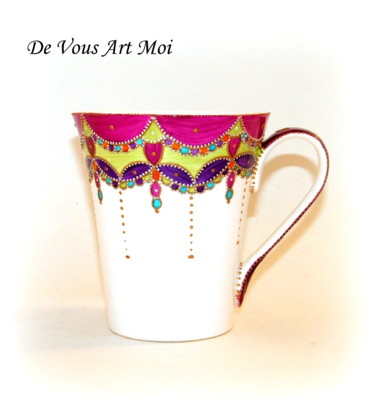 Artcraft titled "mug bohème coloré b…" by Devousartmoi, Original Artwork, Kitchen & Dining