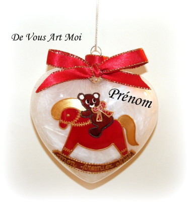 Artisanat intitulée "Boule Mon premier N…" par Devousartmoi, Œuvre d'art originale, Décoration de maison