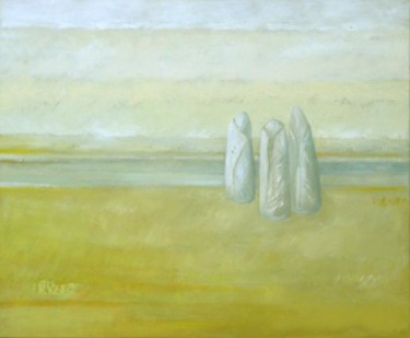 Peinture intitulée "menhirs" par Devy, Œuvre d'art originale, Huile