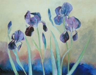Peinture intitulée "iris" par Devy, Œuvre d'art originale, Huile