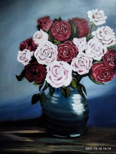 Картина под названием "Букет Ностальгия" - Ирина Ермолина, Подлинное произведение искусства, Масло