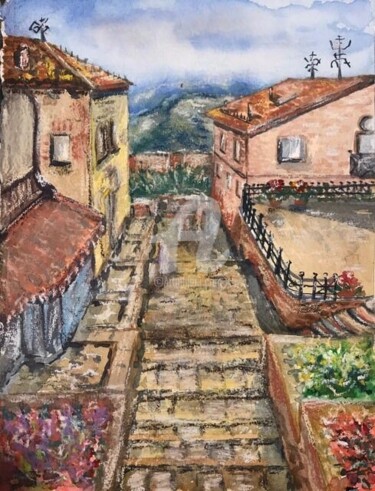 Картина под названием "Итальянский пейзаж 2" - Dganna, Подлинное произведение искусства, Акварель