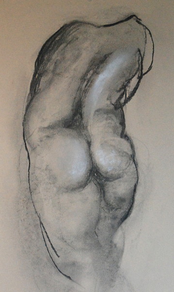 Drawing titled "dessin-nu-4" by Daniel Greuzard, Original Artwork, Charcoal
