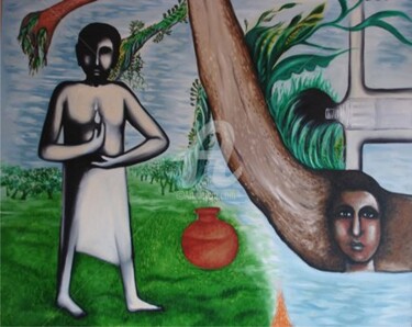 Painting titled "water war22" by Dhanaraj Keezhara, Original Artwork