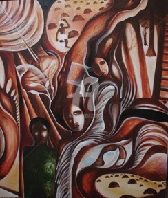 Painting titled "Morther Earth" by Dhanaraj Keezhara, Original Artwork
