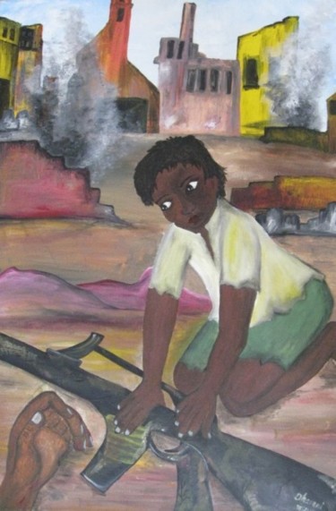 Painting titled "War & Stolen childh…" by Dharani (Dee), Original Artwork