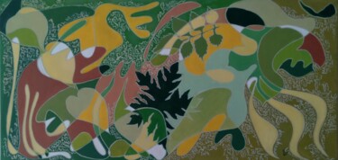Peinture intitulée "Rainforest" par Dharshana Bajaj, Œuvre d'art originale, Huile