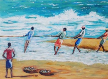 Malerei mit dem Titel "Catch of the day" von Dharsha Samarasinha, Original-Kunstwerk, Acryl