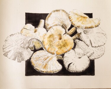 Ζωγραφική με τίτλο "Mushrooms" από Dharsha Samarasinha, Αυθεντικά έργα τέχνης, Μελάνι
