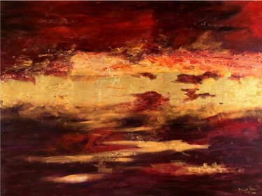 Pittura intitolato "The blazing evening…" da Dharsha Samarasinha, Opera d'arte originale, Acrilico