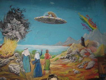 Painting titled "alien mural" by Dhaveed Woody, Original Artwork