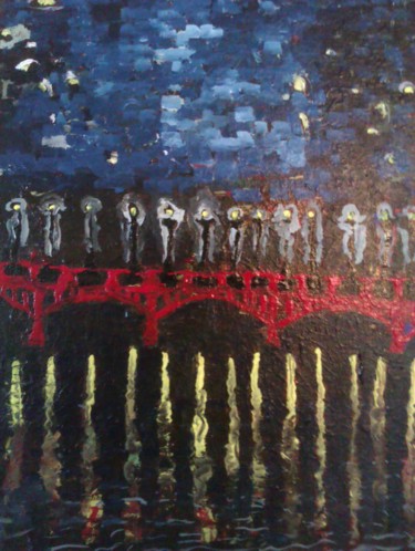 Pittura intitolato "dancing-lights-acry…" da Dhiraj Choudhary, Opera d'arte originale, Acrilico