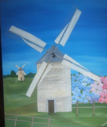 Painting titled "moulin de la pointe…" by Isabelle Dhondt, Original Artwork