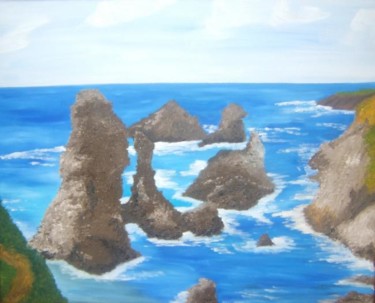 Peinture intitulée "aiguilles de Port C…" par Isabelle Dhondt, Œuvre d'art originale