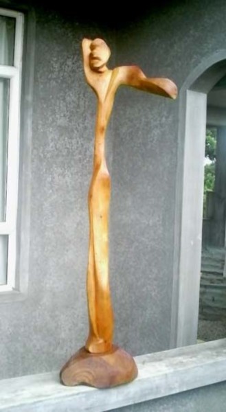 Sculpture titled "Call for Peace" by Dhyaneswar Dausoa, Original Artwork, Wood