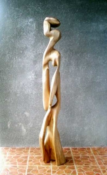 Sculpture titled "Optimum" by Dhyaneswar Dausoa, Original Artwork, Wood