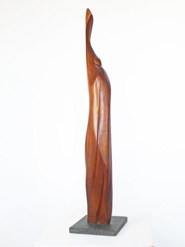 Sculpture titled "Amour Maternel" by Dhyaneswar Dausoa, Original Artwork, Wood