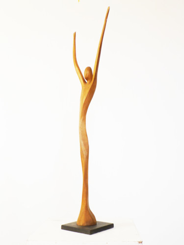 Sculpture titled ""Appel"" by Dhyaneswar Dausoa, Original Artwork, Wood