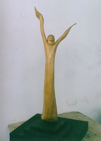 Sculpture titled "Bliss" by Dhyaneswar Dausoa, Original Artwork, Wood